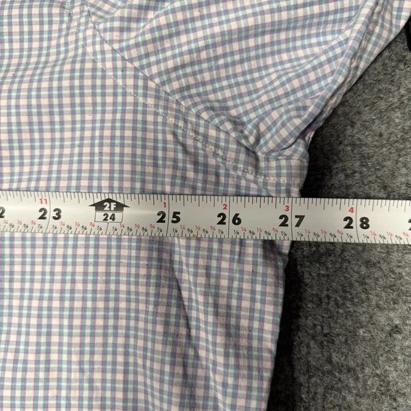 UNTUCKIT MENS 3XL PERFORMANCE BLUE PINK WHITE CHECK BUTTON DOWN STRETCH SHIRT - Picture 9 of 10